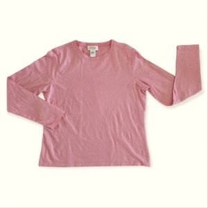 NWOT Talbots Long Sleeve Pink with Silver Dots Shirt Size Large